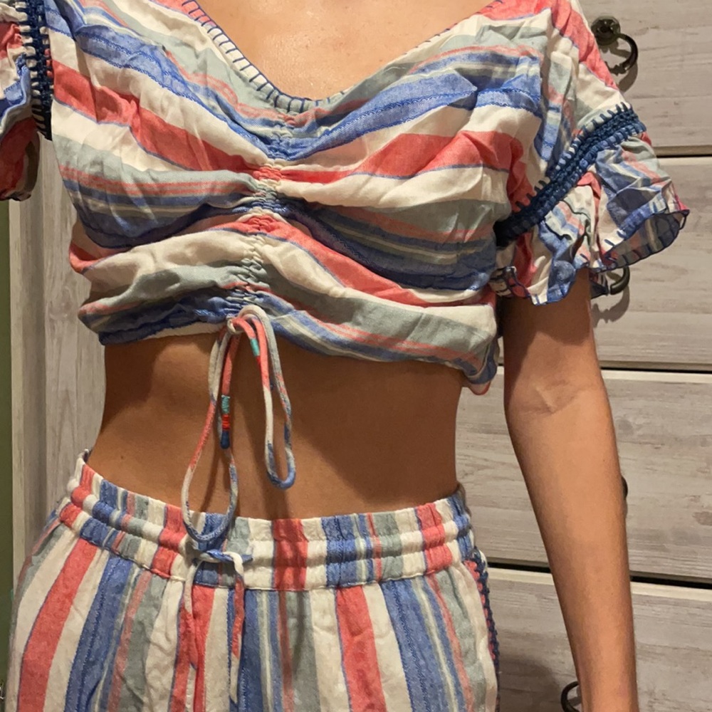 Colorful Striped Two Piece Outfit